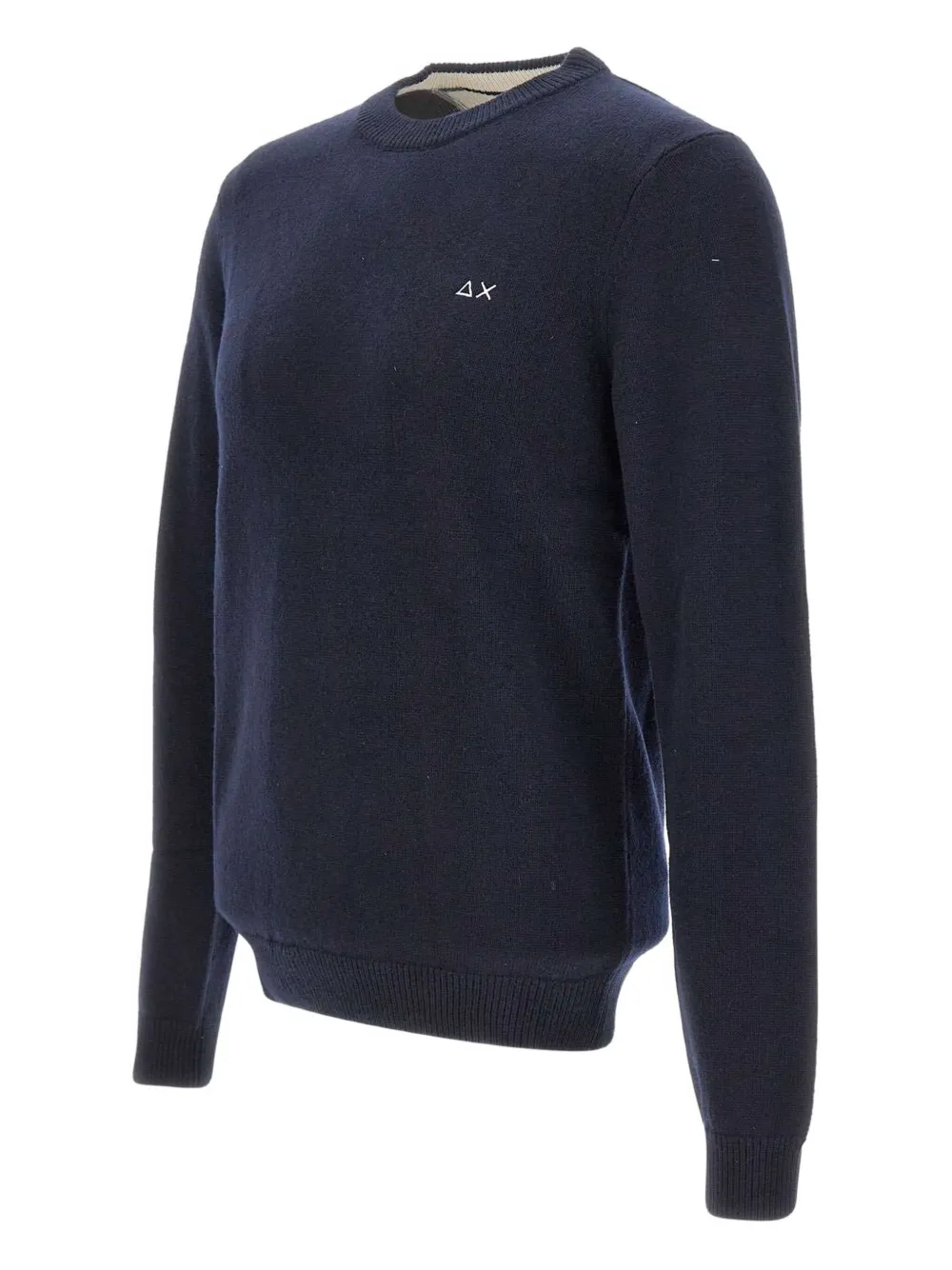 Sun68 logo-embroidered crew-neck sweater Blauw