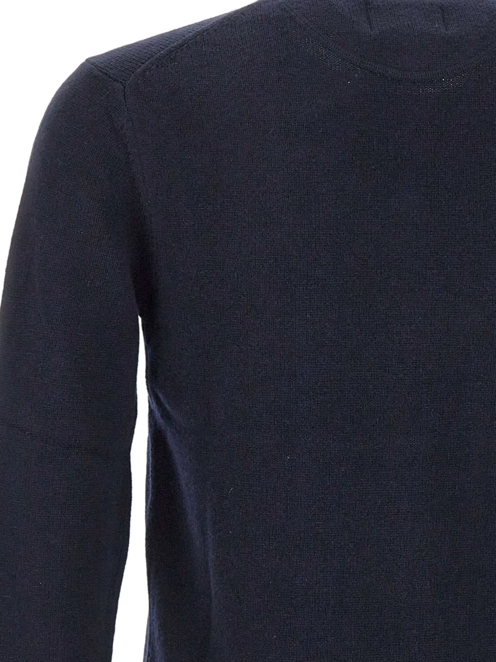 Sun68 logo-embroidered crew-neck sweater Blauw