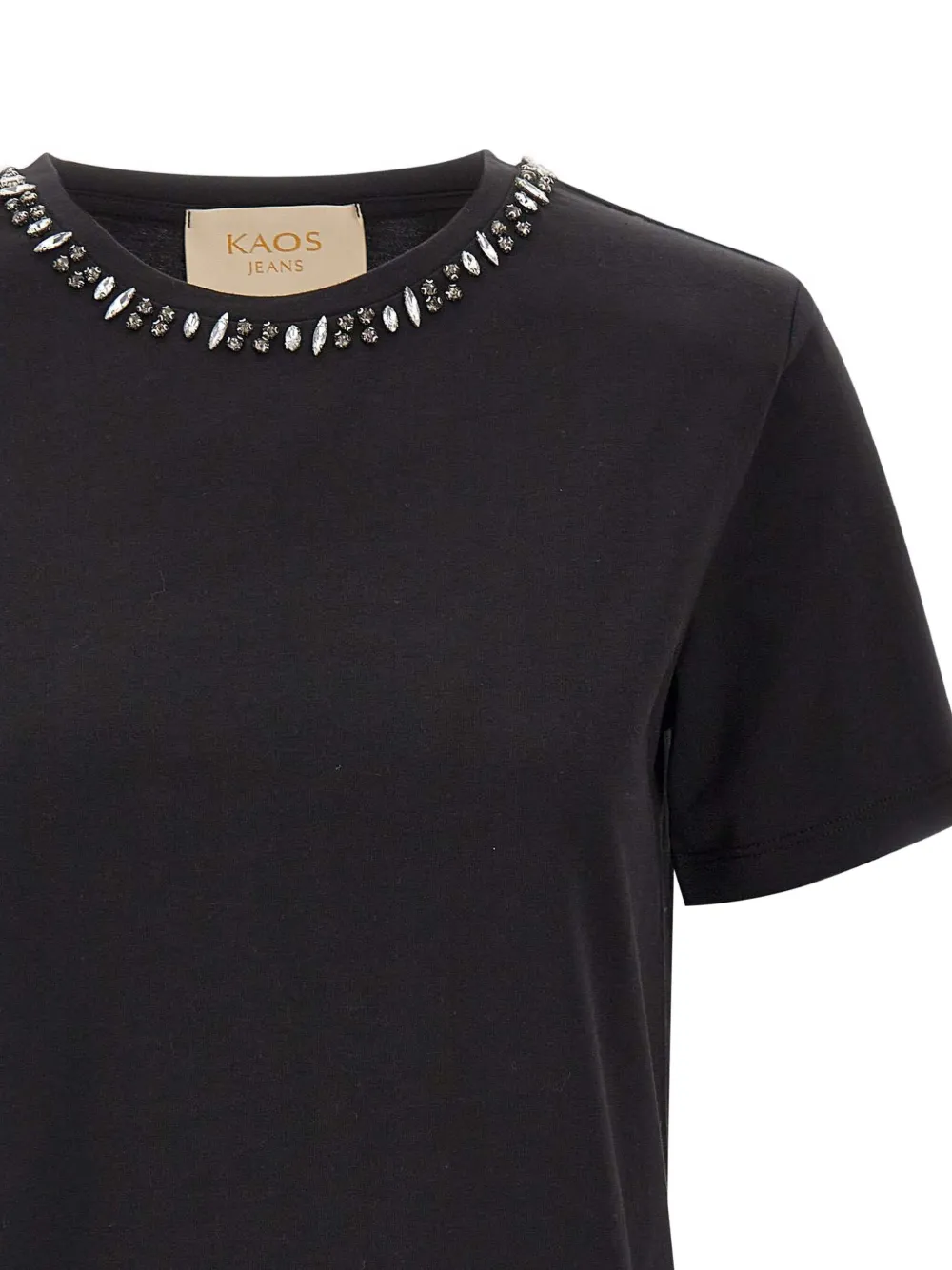 kaos T-shirt met ronde hals verfraaid met pailletten Zwart