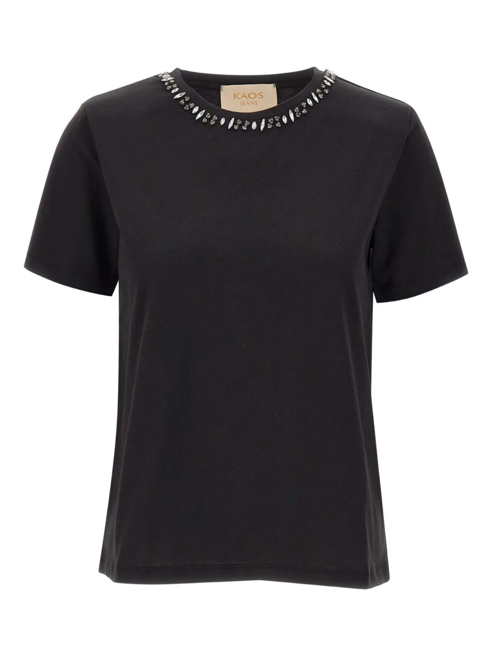 Kaos T-shirt met ronde hals verfraaid met pailletten Zwart