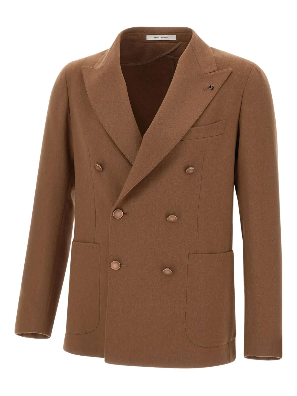 Tagliatore Double-breasted Patch-pocket Jacket In Brown