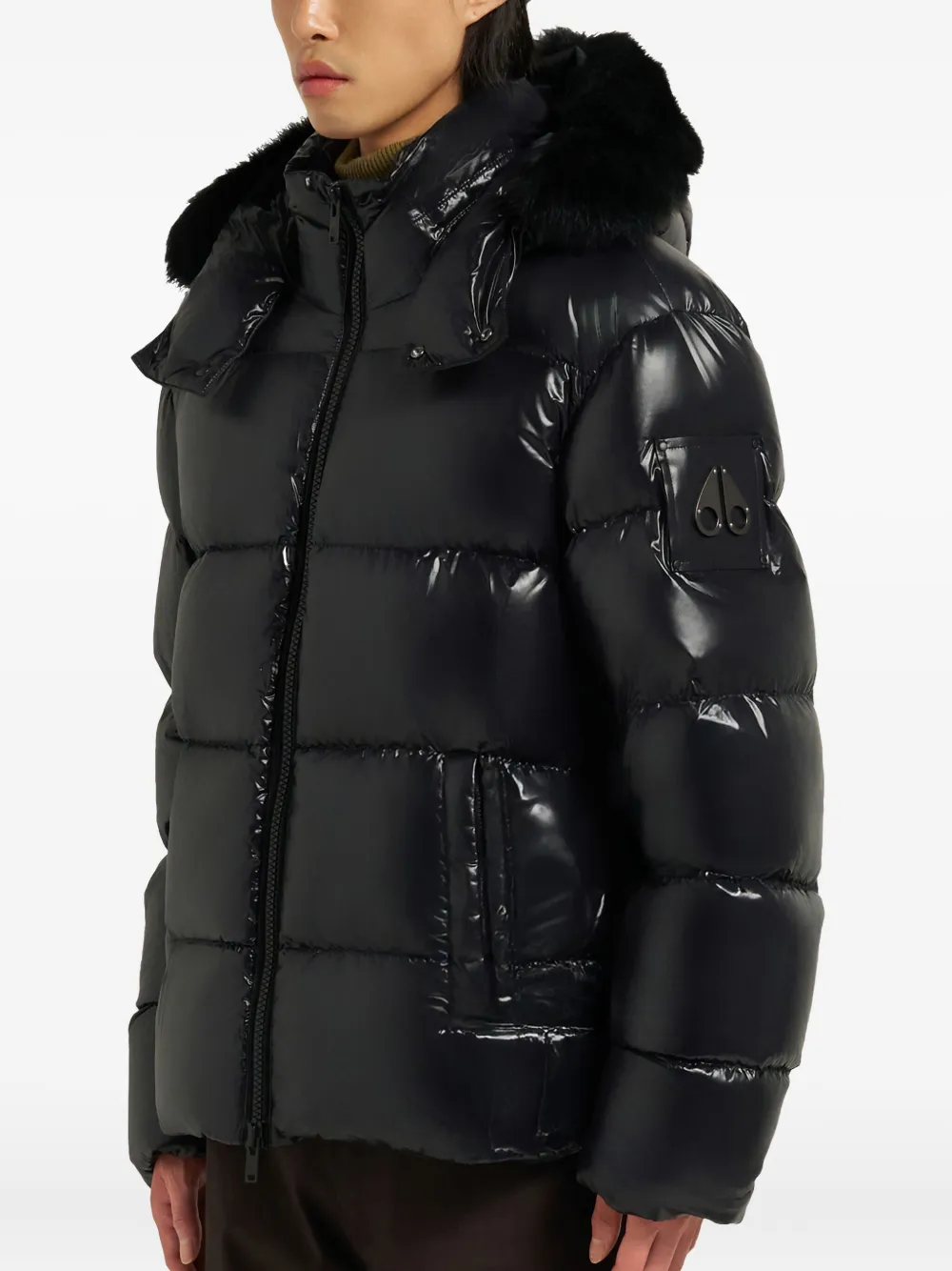 Moose Knuckles removable-hood puffer jacket - Zwart