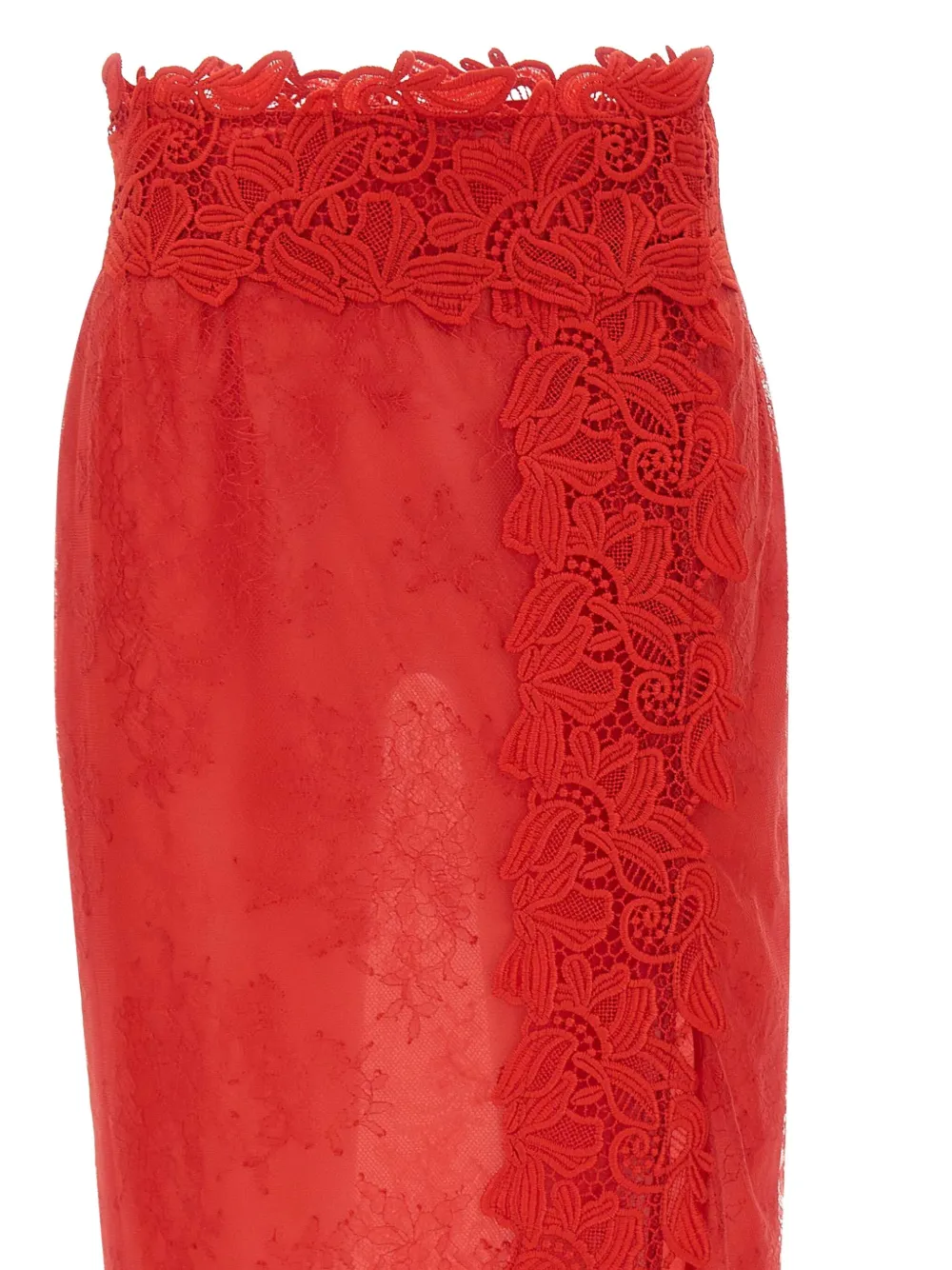 Blumarine Lace Floral Embroidered Skirt In Red