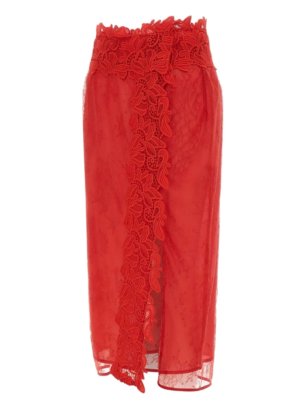 Blumarine lace floral embroidered skirt - Rood