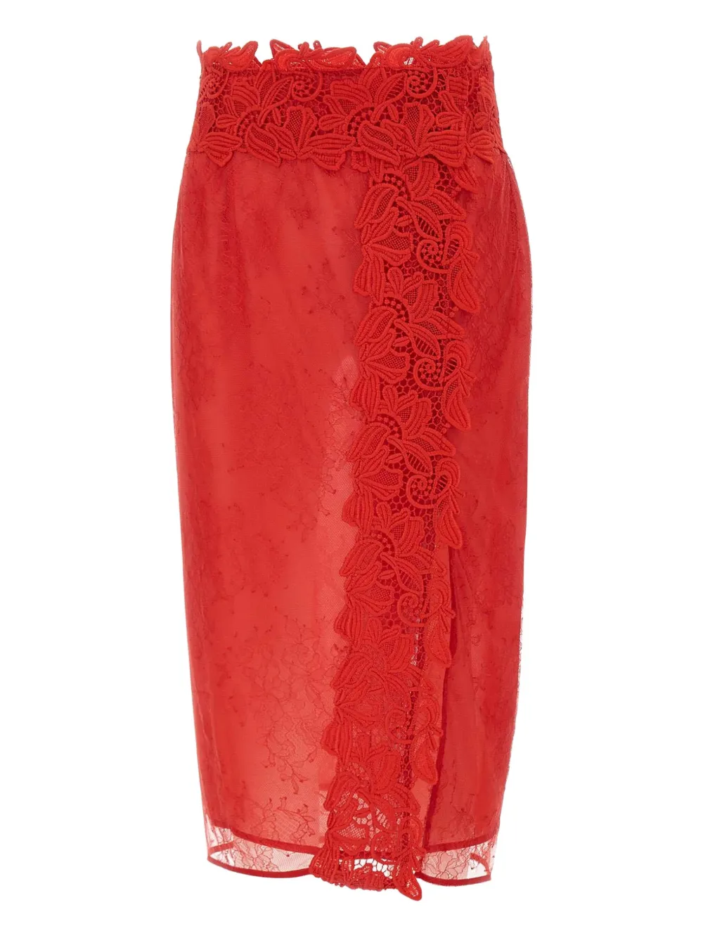 Blumarine Lace Floral Embroidered Skirt In Red