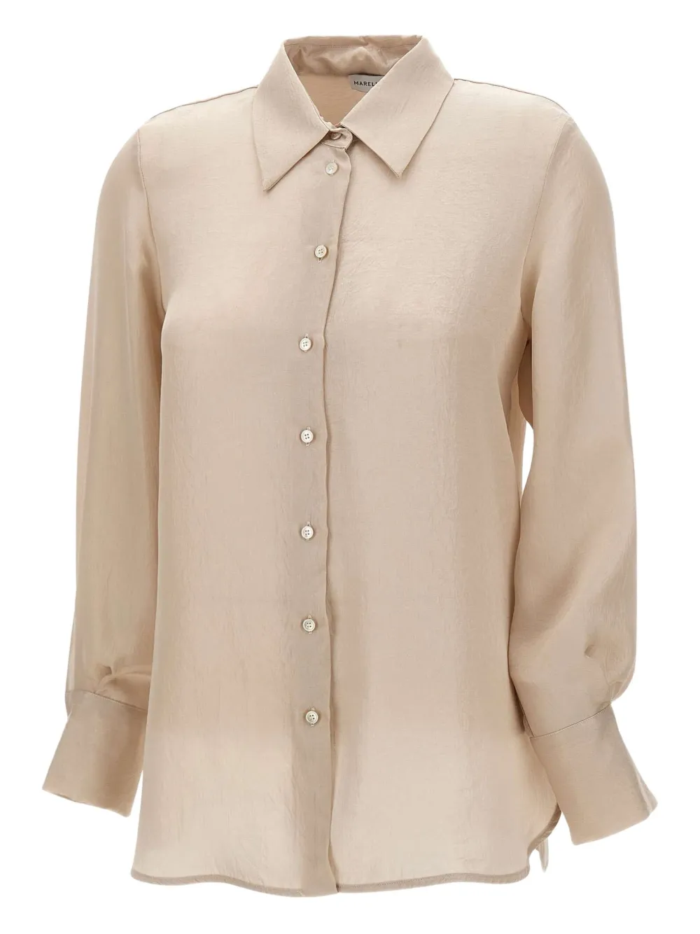Marella crepe-effect buttoned shirt Beige