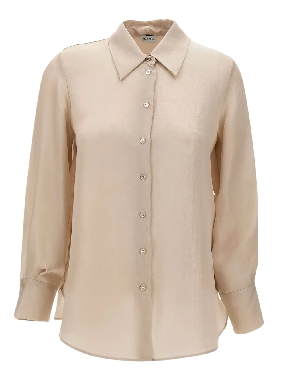 Marella Blouse met knopen en crêpe-effect Beige