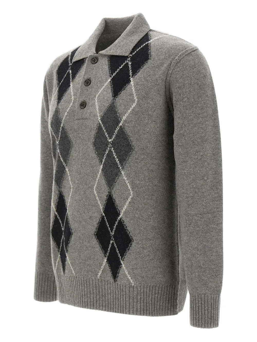 Paolo Pecora geometric-pattern polo-neck sweater Grijs