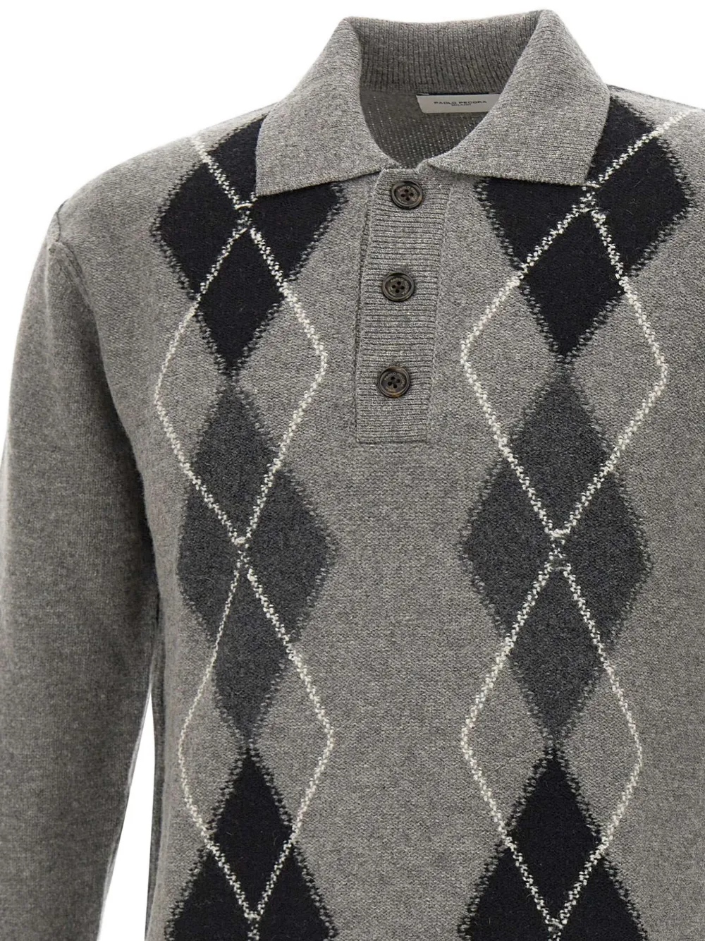 Paolo Pecora geometric-pattern polo-neck sweater Grijs