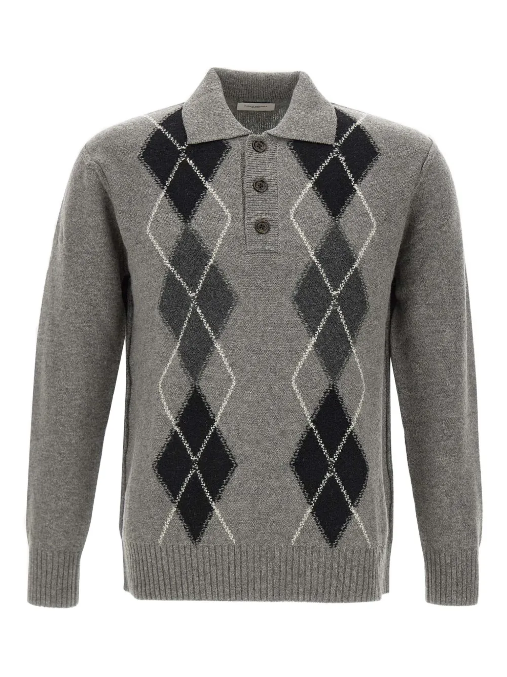 Paolo Pecora geometric-pattern polo-neck sweater - グレー Paolo Pecora geometric-pattern polo-neck sweater - グレー