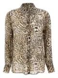 kaos animal-print button-front shirt - Brown