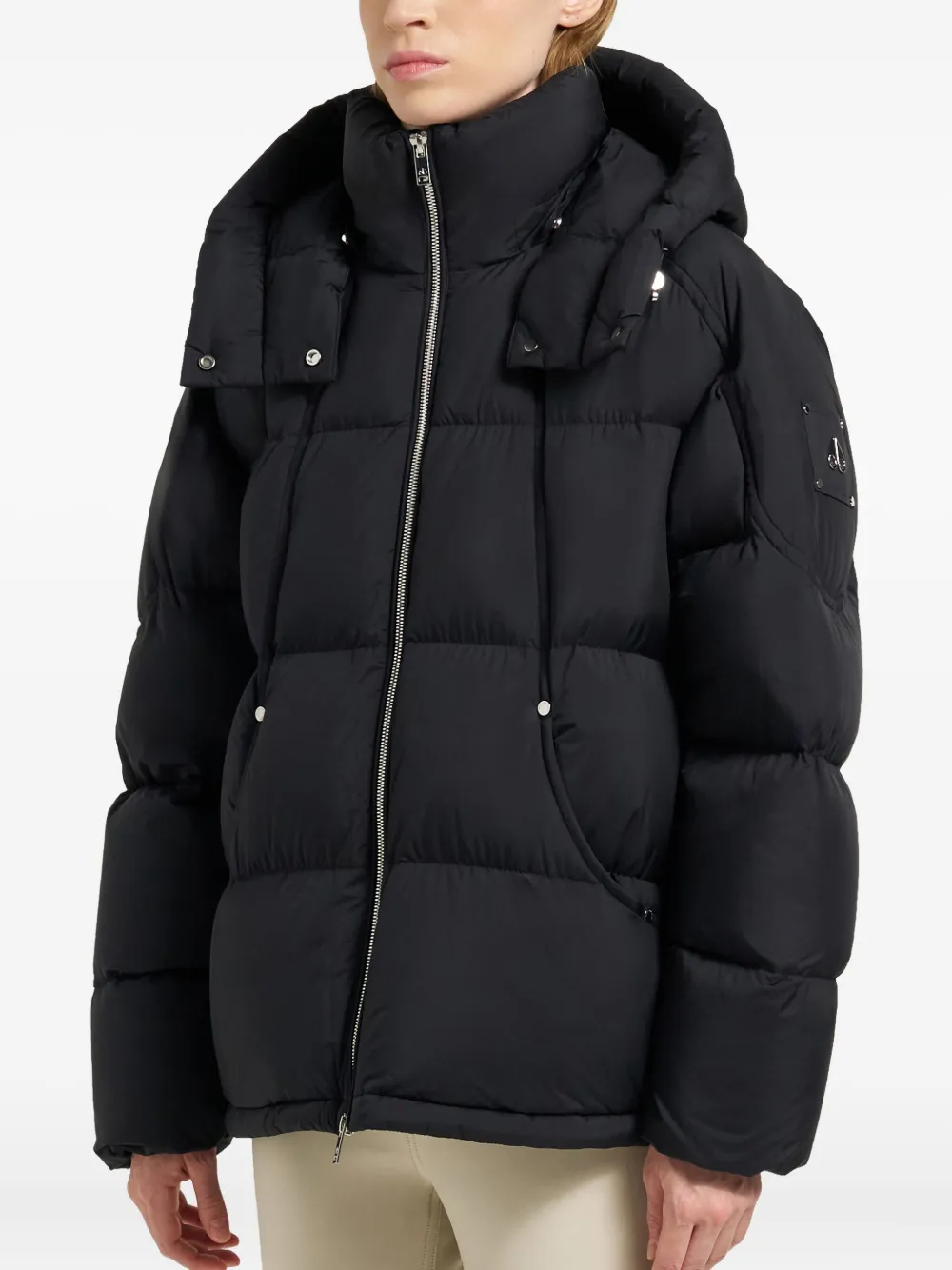 Moose Knuckles Removable-hood Puffer Jacket In Black