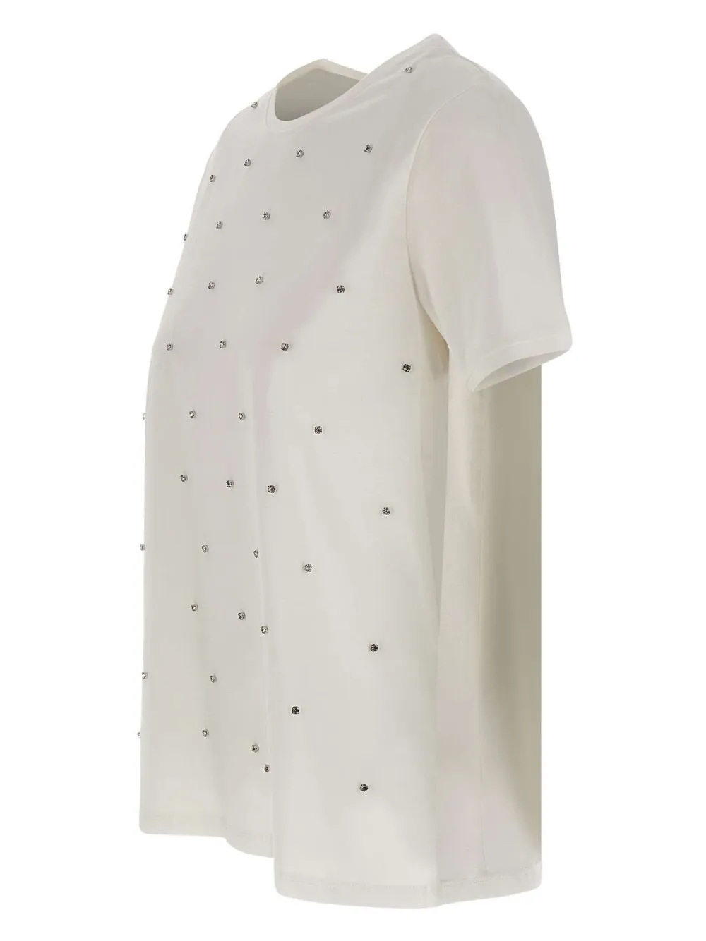 kaos T-shirt met ronde hals verfraaid met pailletten Wit