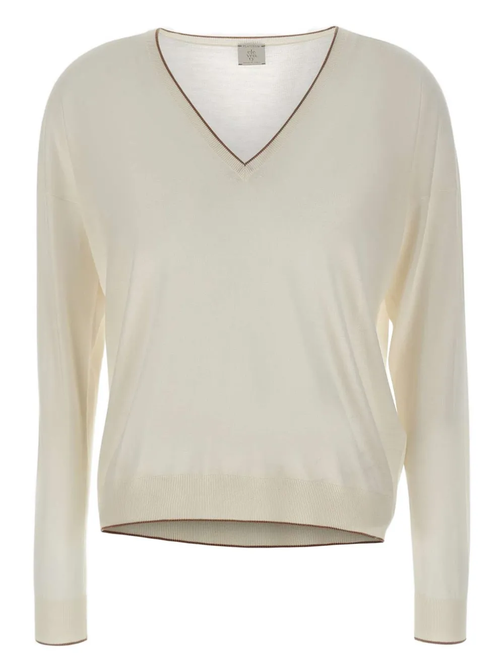 Eleventy V-neck ribbed-edge sweater Wit