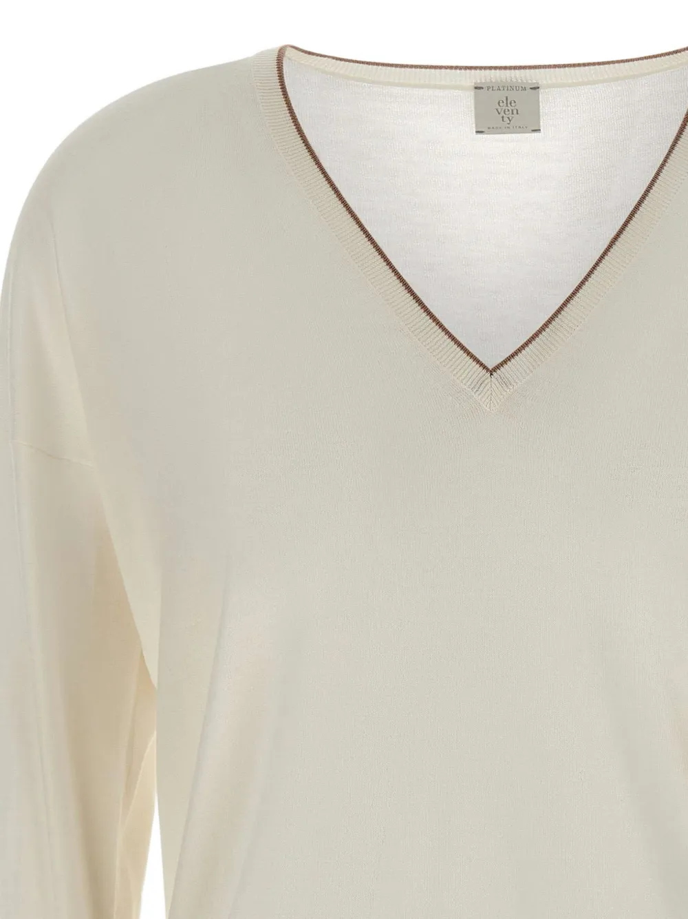 Eleventy V-neck ribbed-edge sweater Wit