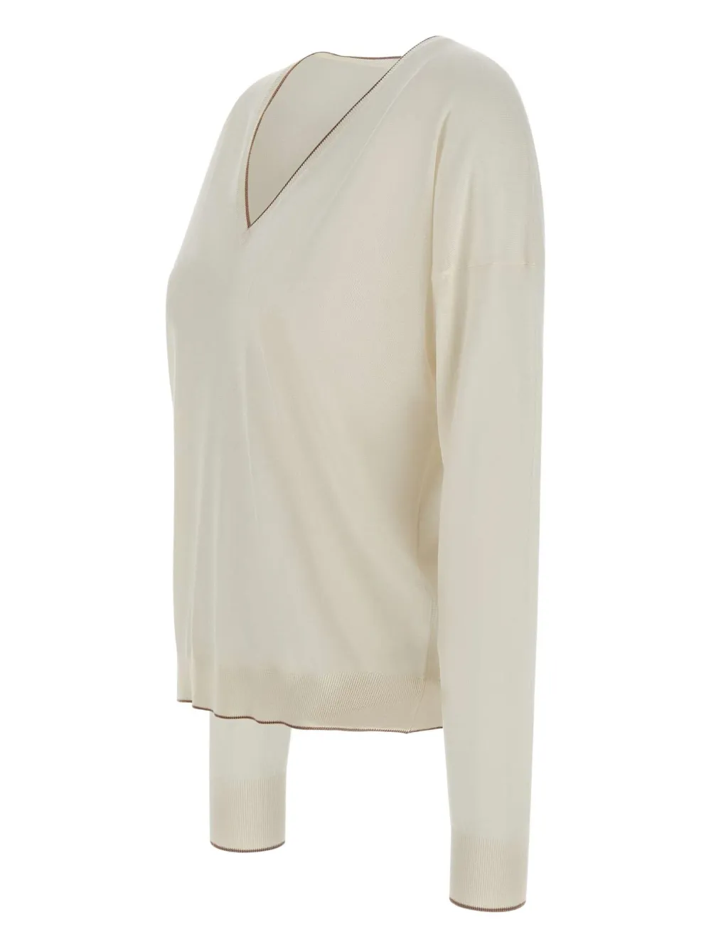 Eleventy V-neck ribbed-edge sweater Wit