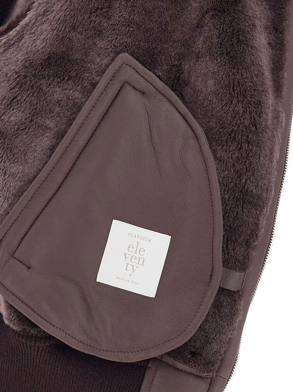 Eleventy Zip-up Sheepskin Bomber Jacket In Brown