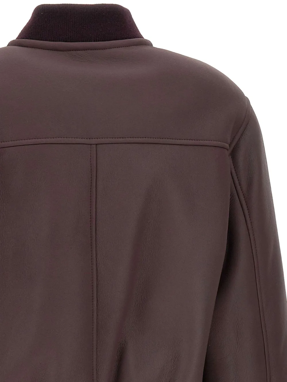 Eleventy Zip-up Sheepskin Bomber Jacket In Brown
