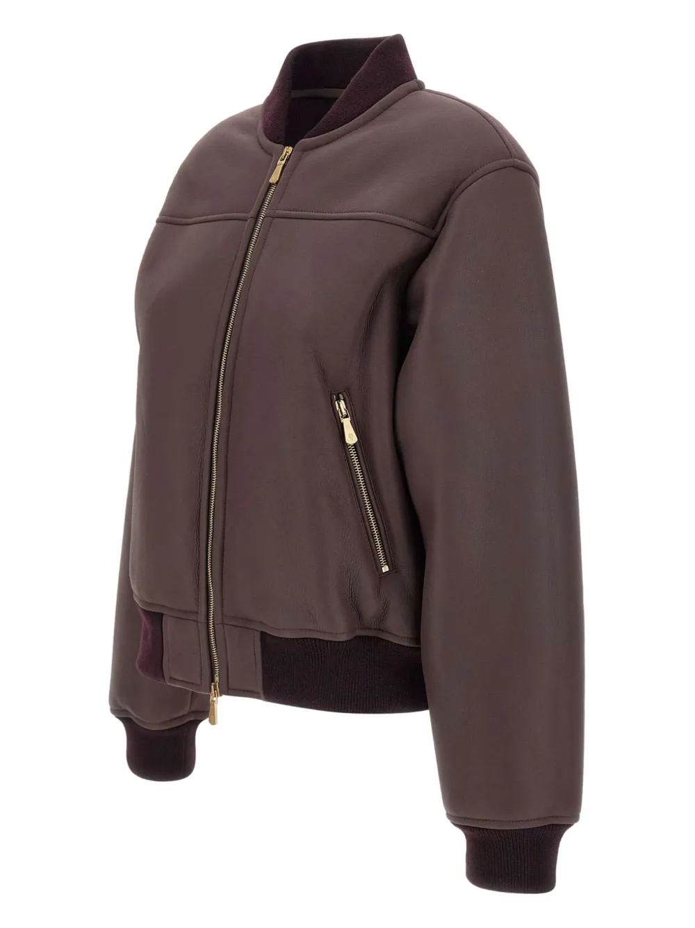 Eleventy Zip-up Sheepskin Bomber Jacket In Brown