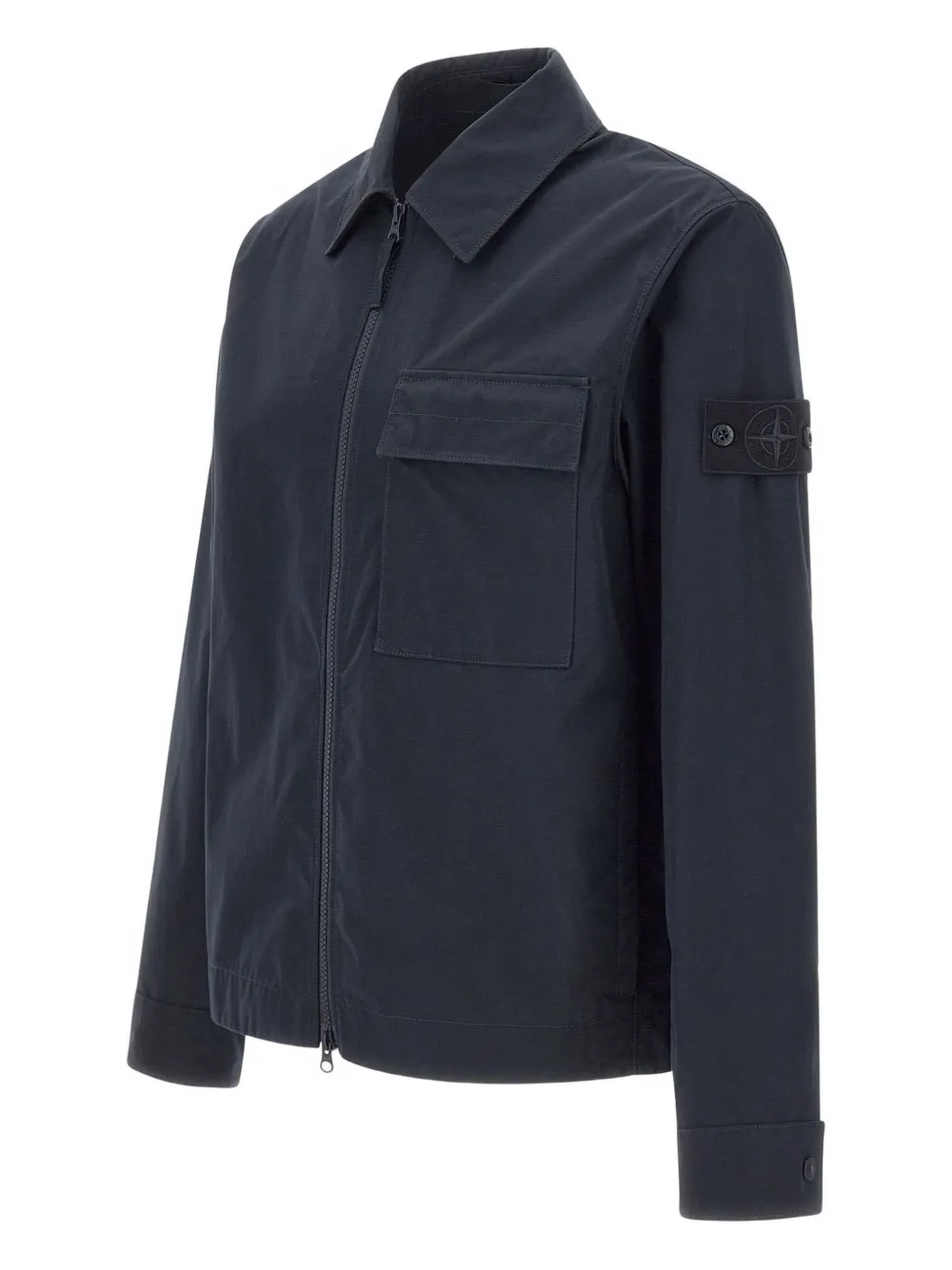 Stone Island Two-way Zip Chest-pocket Jacket In Blue
