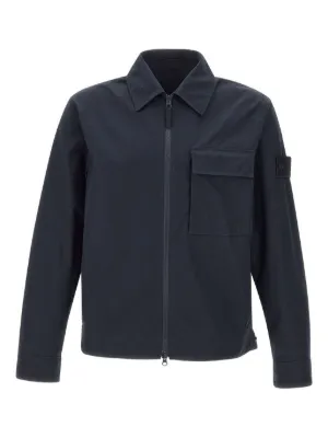 Stone  Twill Shirt Jacket (ネービー) Stone Island zip-fastening patch-pocket Shirt Jacket | Blue