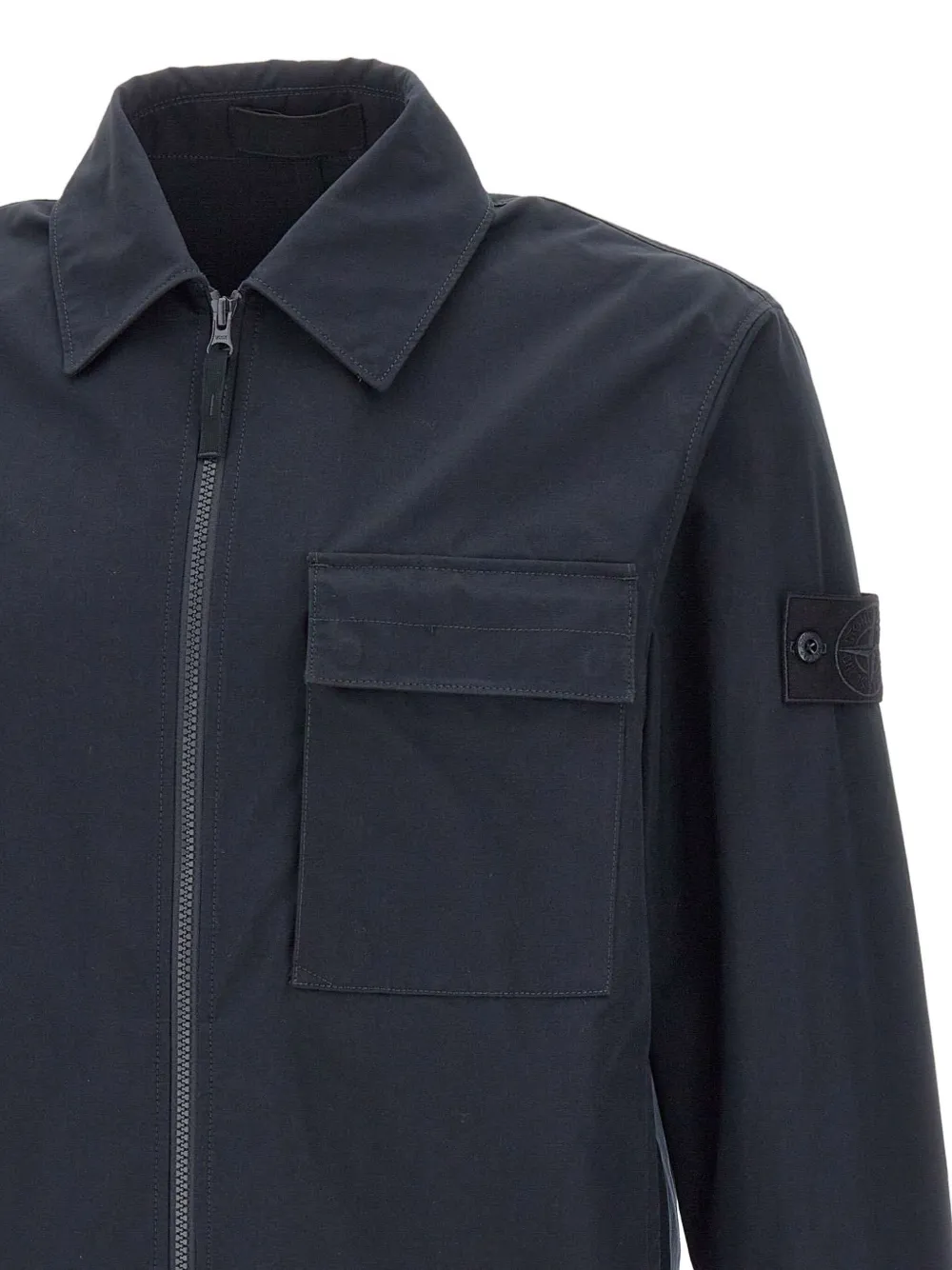 Stone Island Two-way Zip Chest-pocket Jacket In Blue