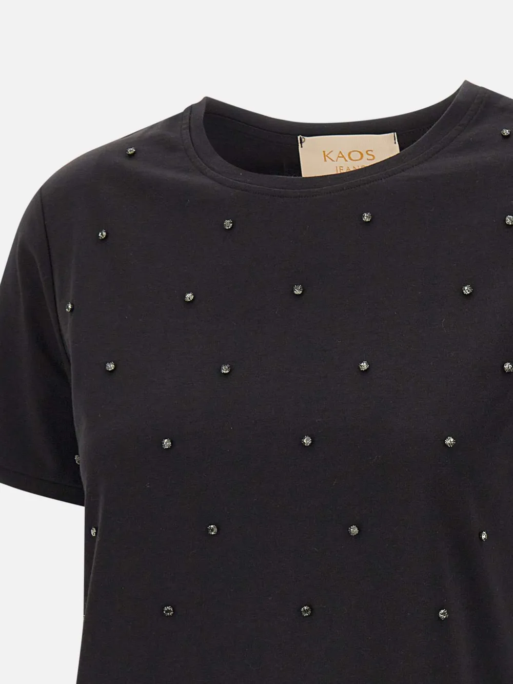 kaos crystal-embellished crew-neck T-shirt Zwart