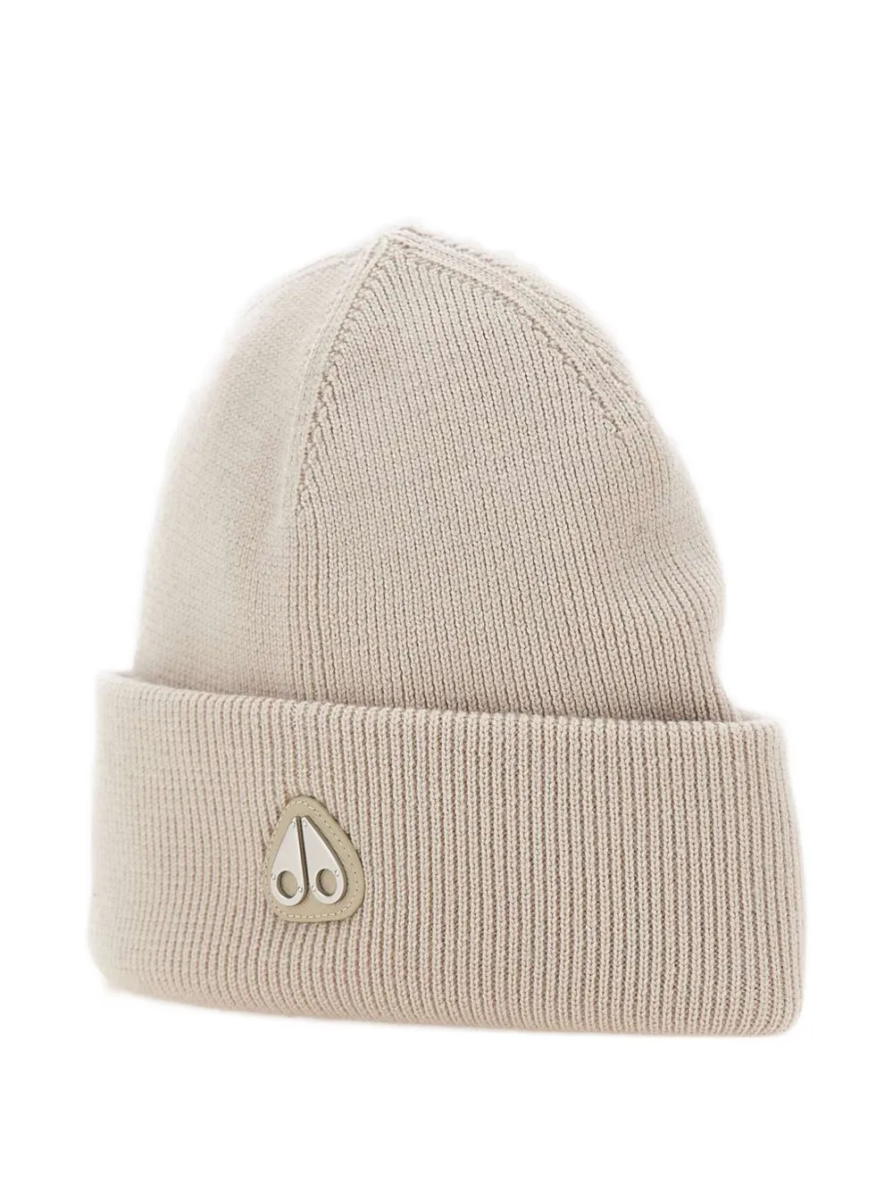 Moose Knuckles Logo-plaque Ribbed Beanie In Neutral