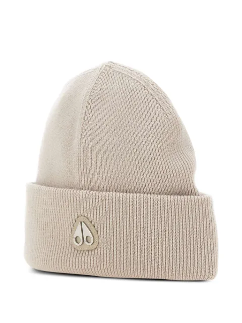 Moose Knuckles logo-plaque ribbed beanie