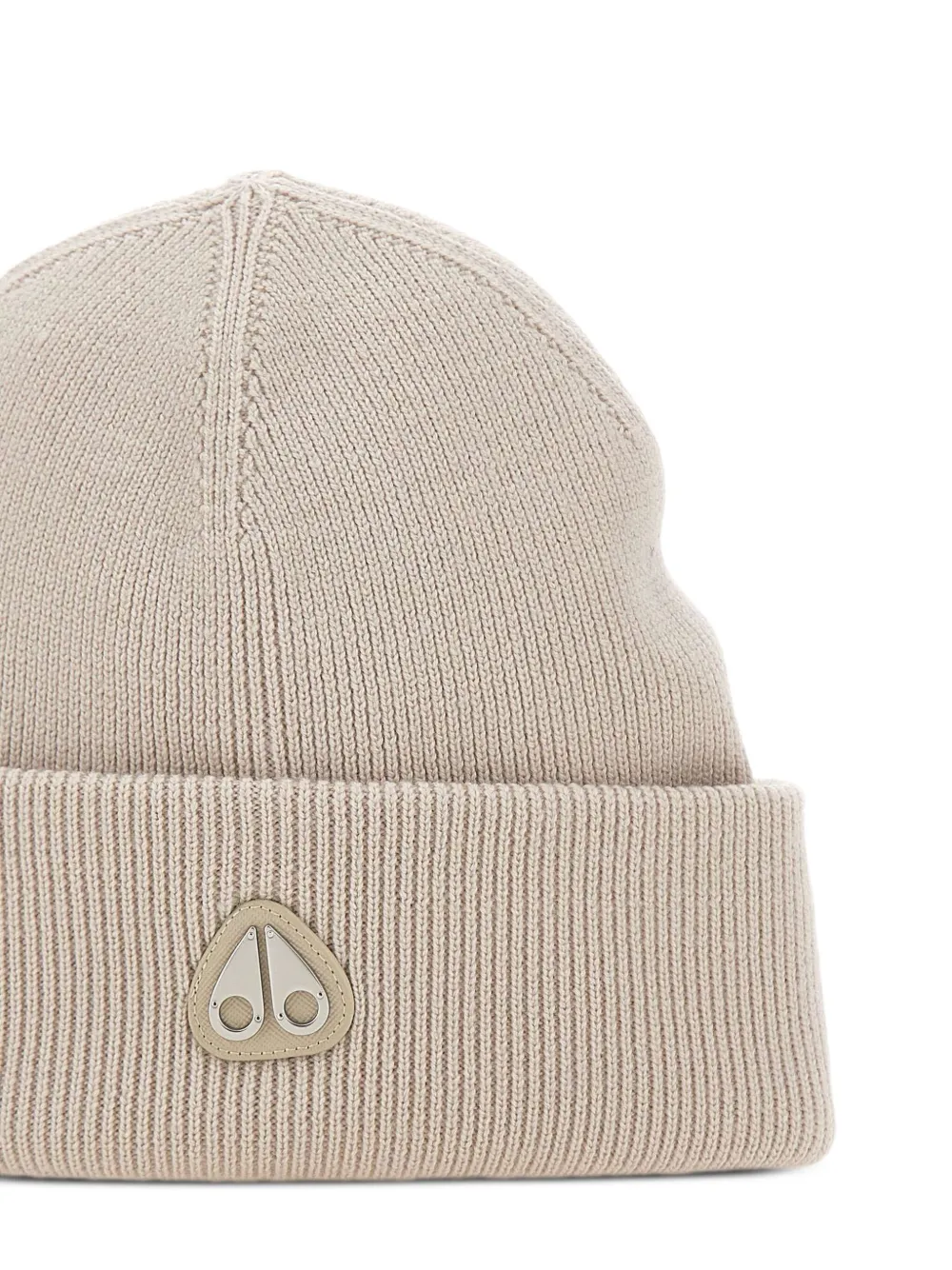 Moose Knuckles Geribbelde muts met logoplakkaat Beige