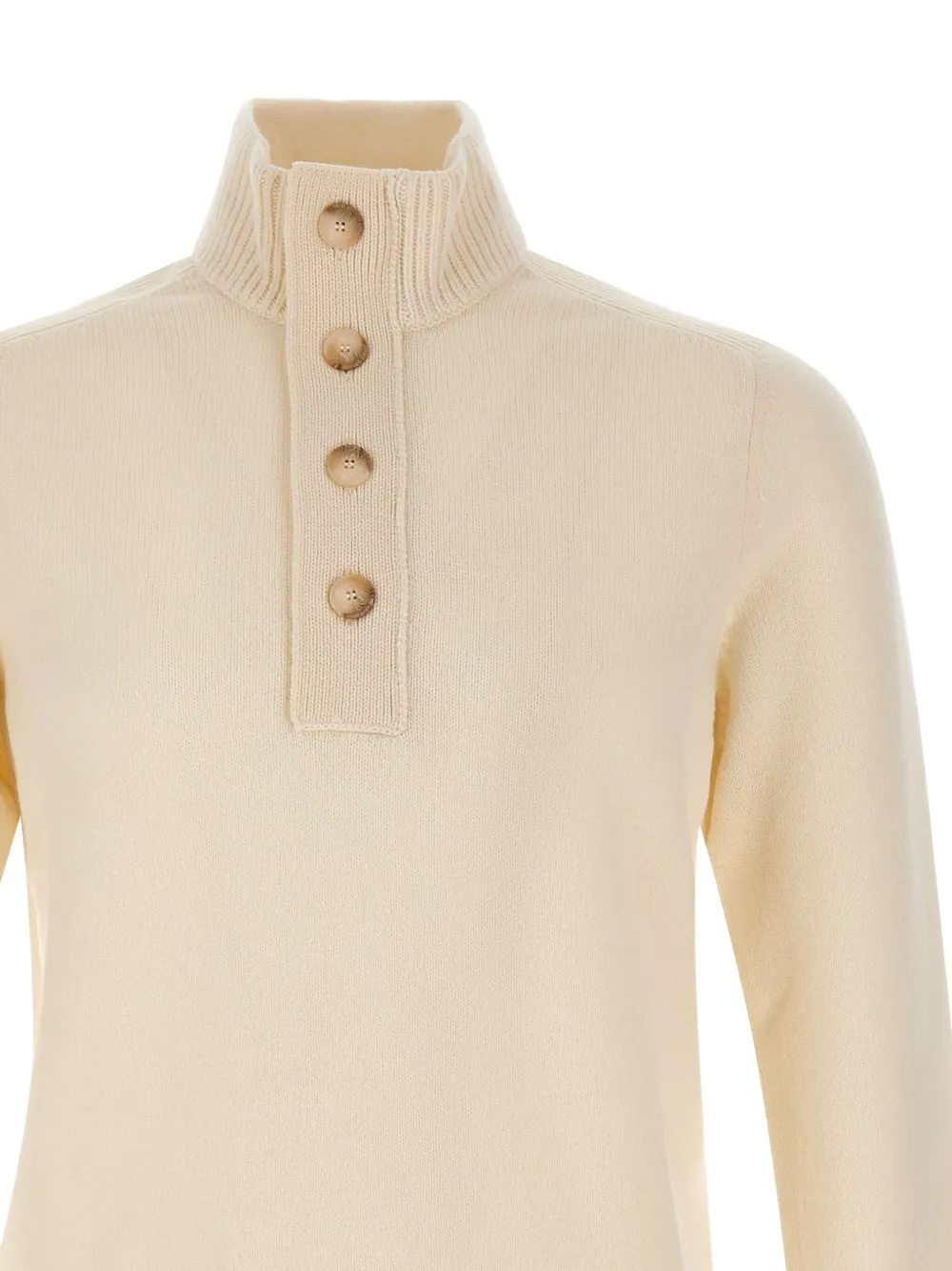 Gran Sasso High-neck Button Sweater In Neutral