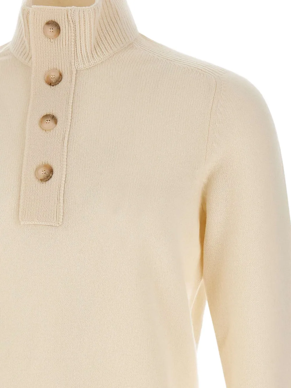 Gran Sasso High-neck Button Sweater In Neutral