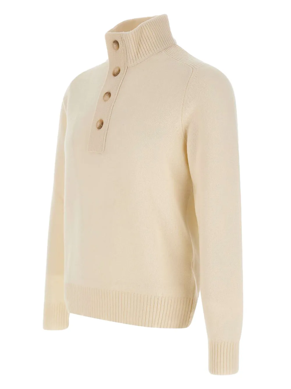 Gran Sasso Trui met hoge hals en knopen Beige