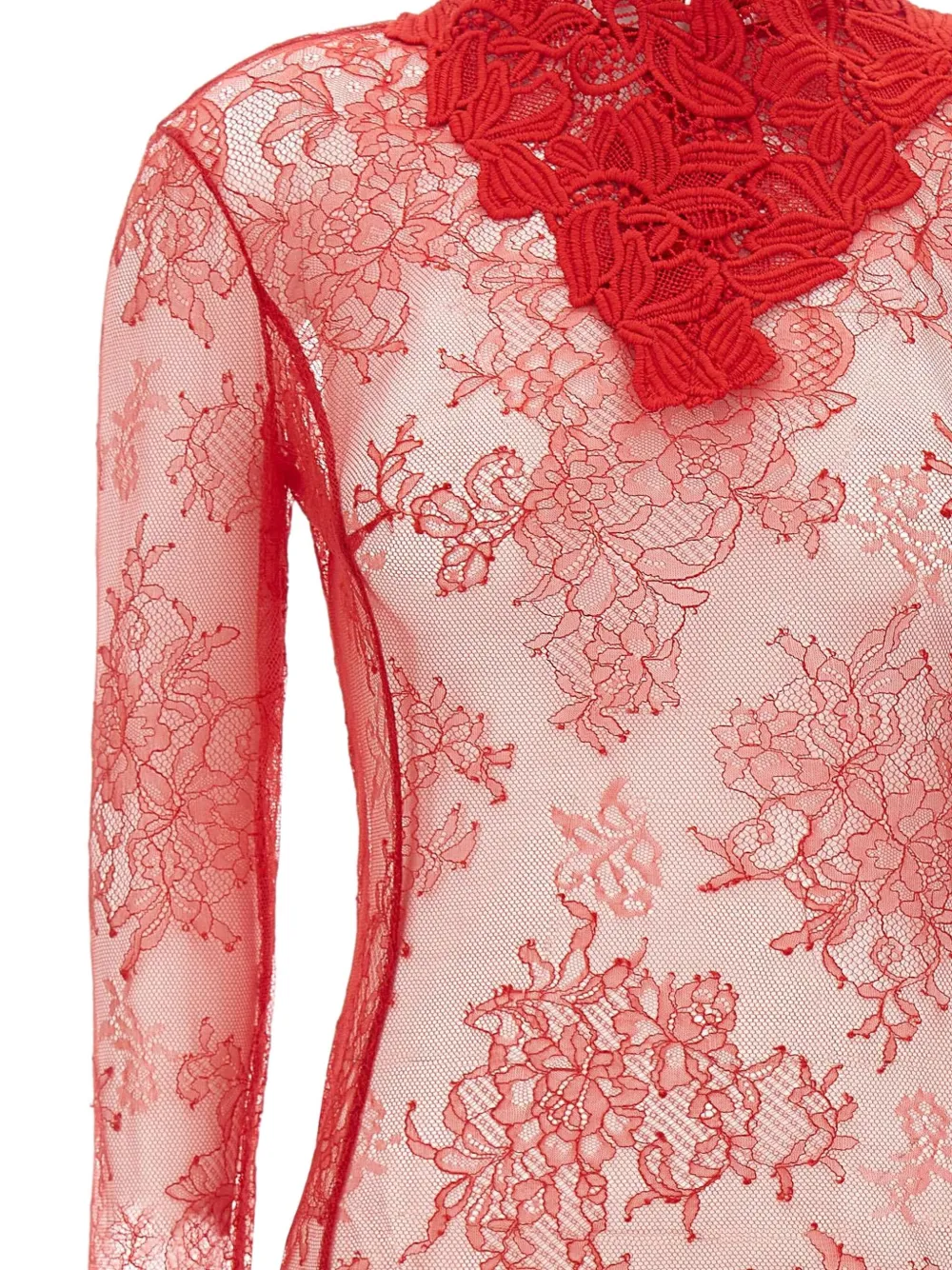 Blumarine floral-lace high-neck bodysuit - Rood