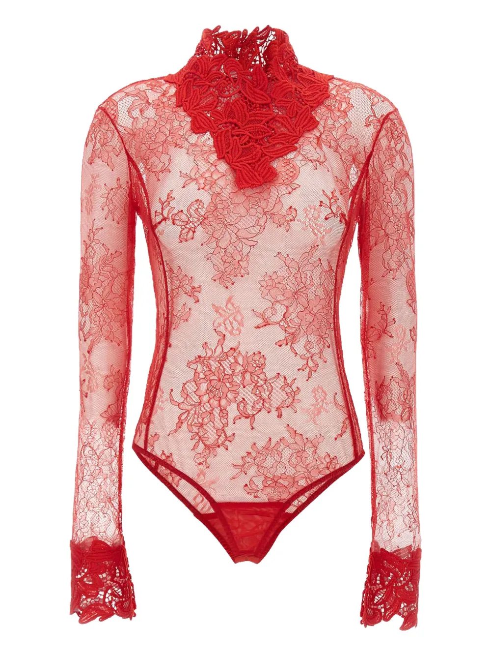 Blumarine floral-lace high-neck bodysuit | Red | Image 1