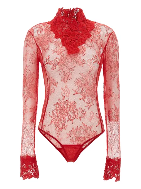 Blumarine floral-lace high-neck bodysuit