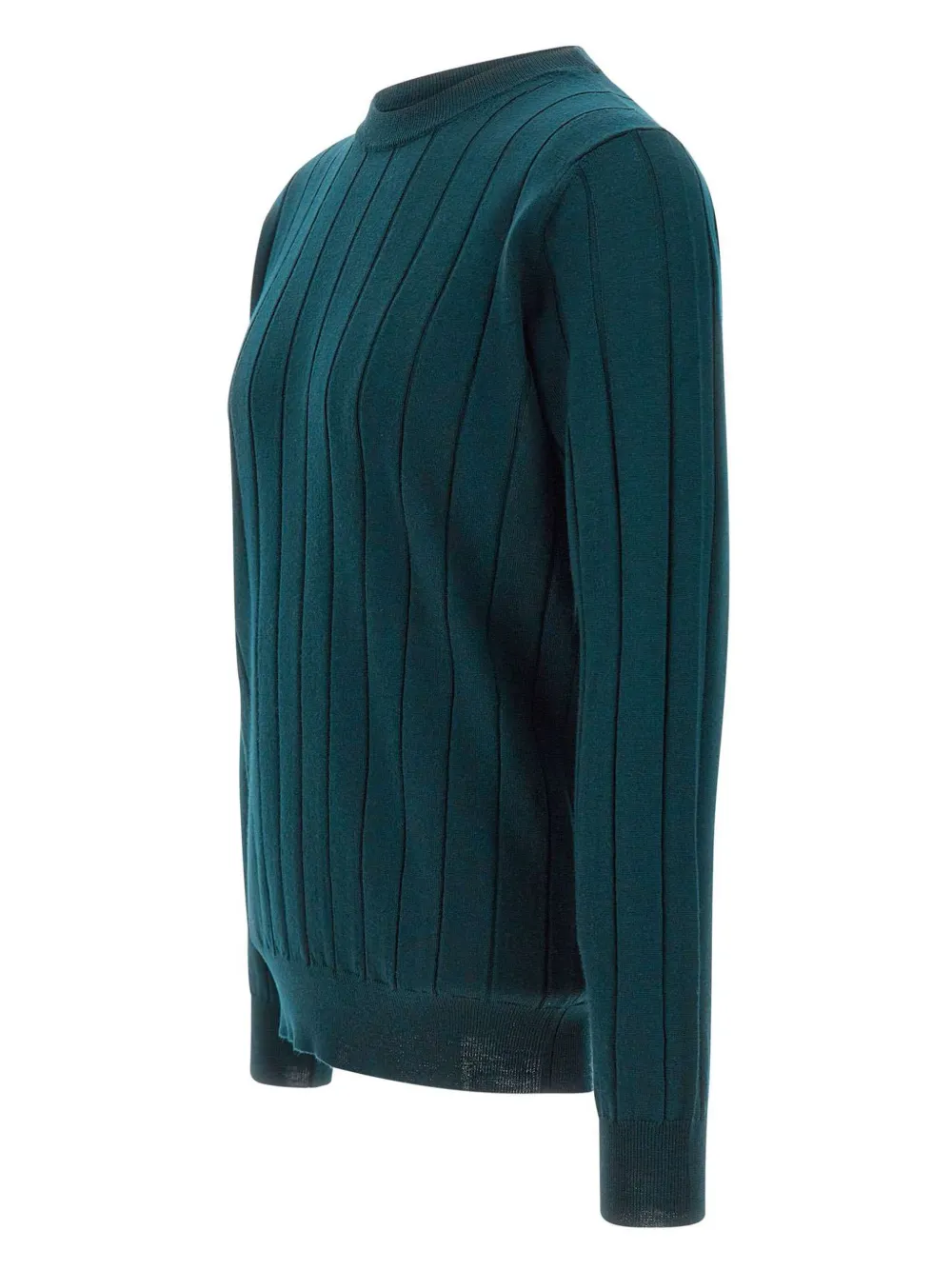 Kangra Geribbelde sweater met ronde hals Groen