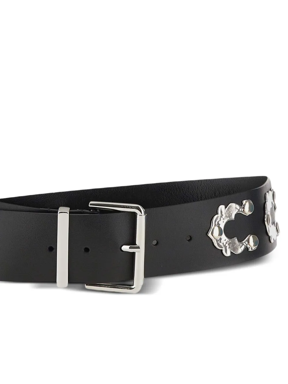 Blumarine Leren riem verfraaid met bloemen Zwart