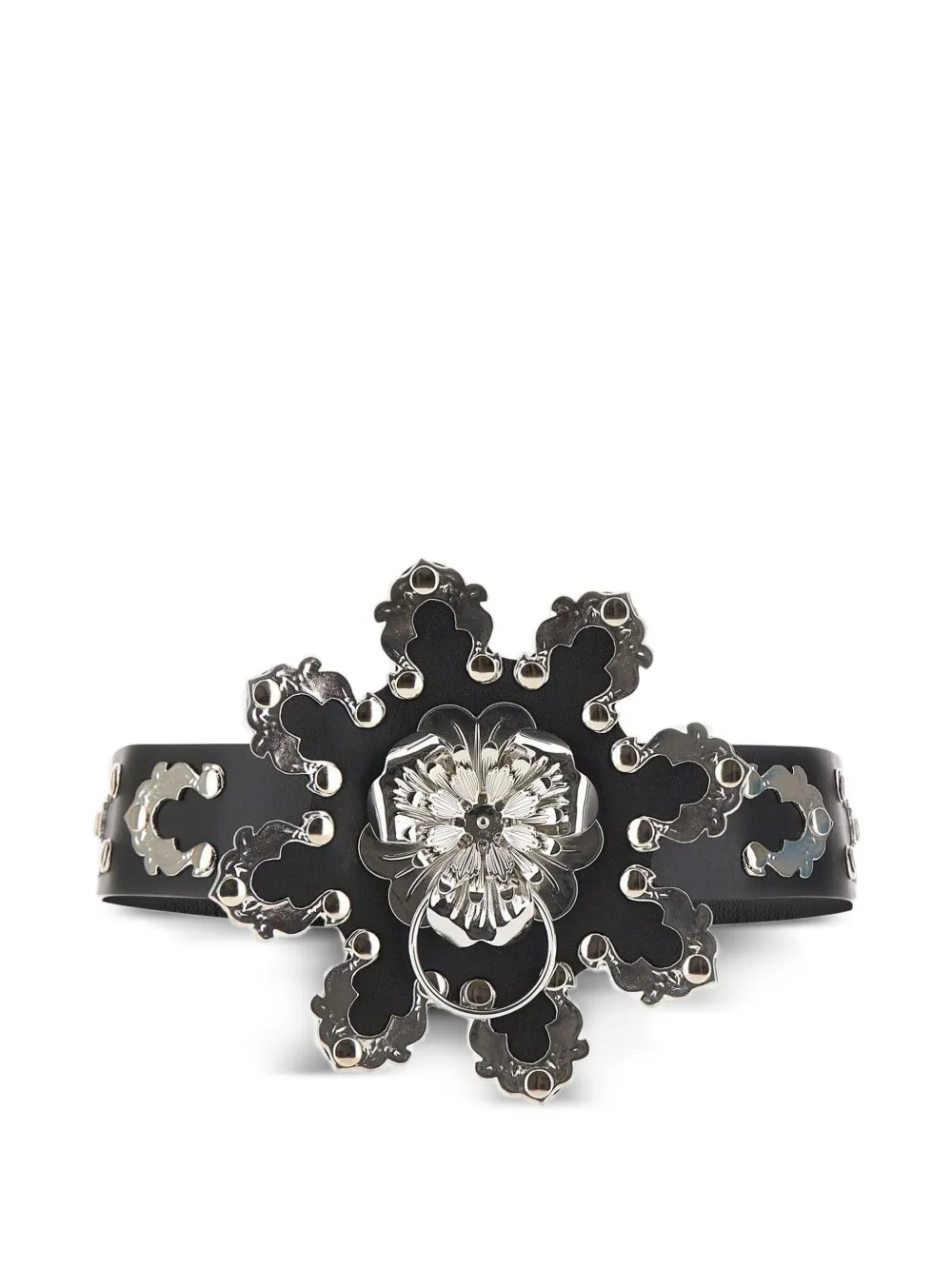 Blumarine flower-embellished leather belt | Black | Image 1