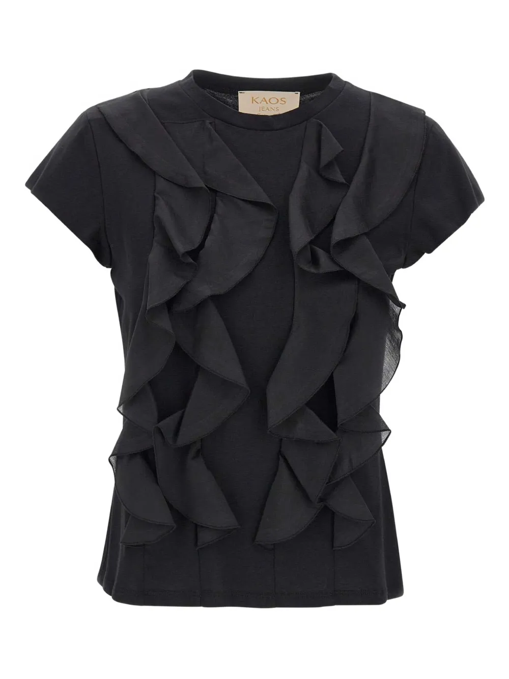 Kaos T-shirt met ruches Zwart