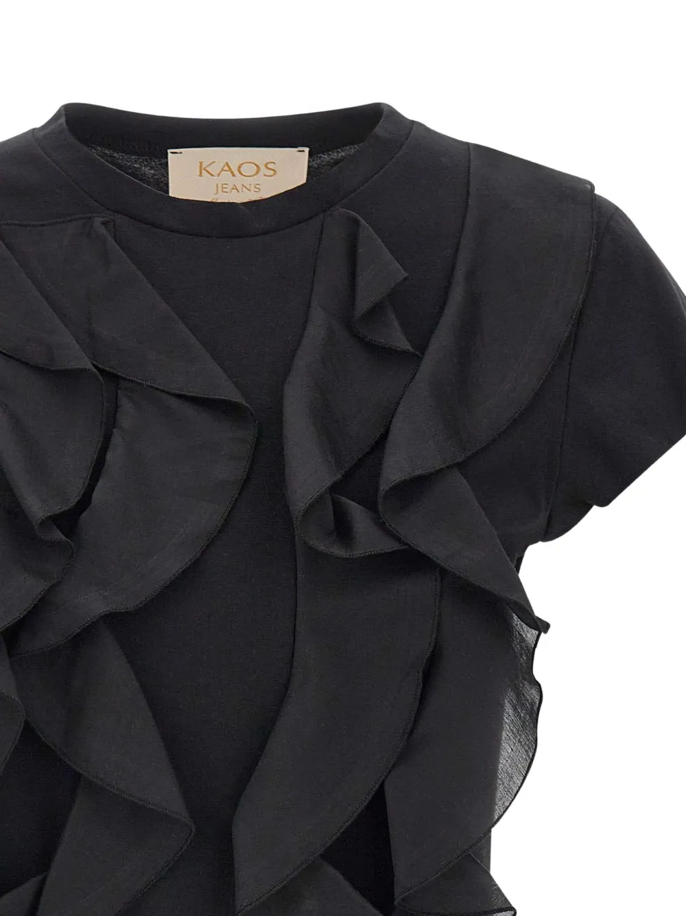 kaos T-shirt met ruches Zwart