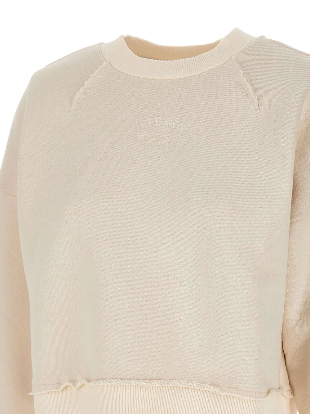 Iceberg embroidered raw-cut sweatshirt Beige