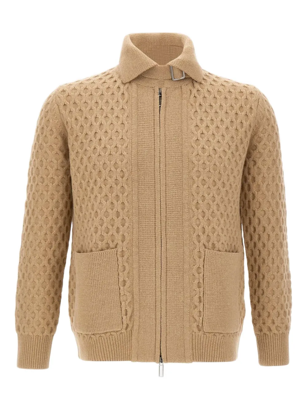Paolo Pecora honeycomb-pattern zip-up cardigan | Neutrals | Image 1