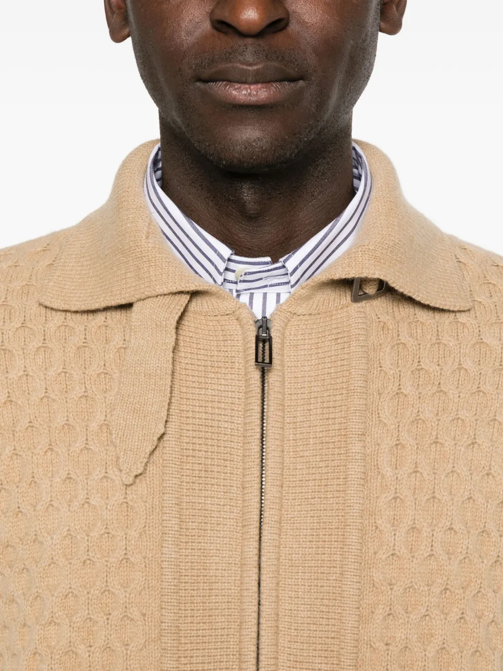 Paolo Pecora Vest met honingraat-patroon en rits Beige