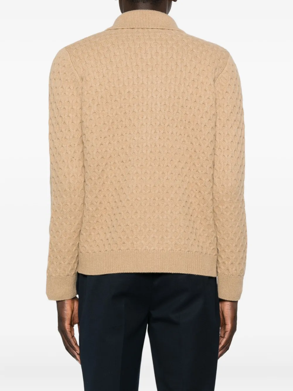 Paolo Pecora Vest met honingraat-patroon en rits Beige