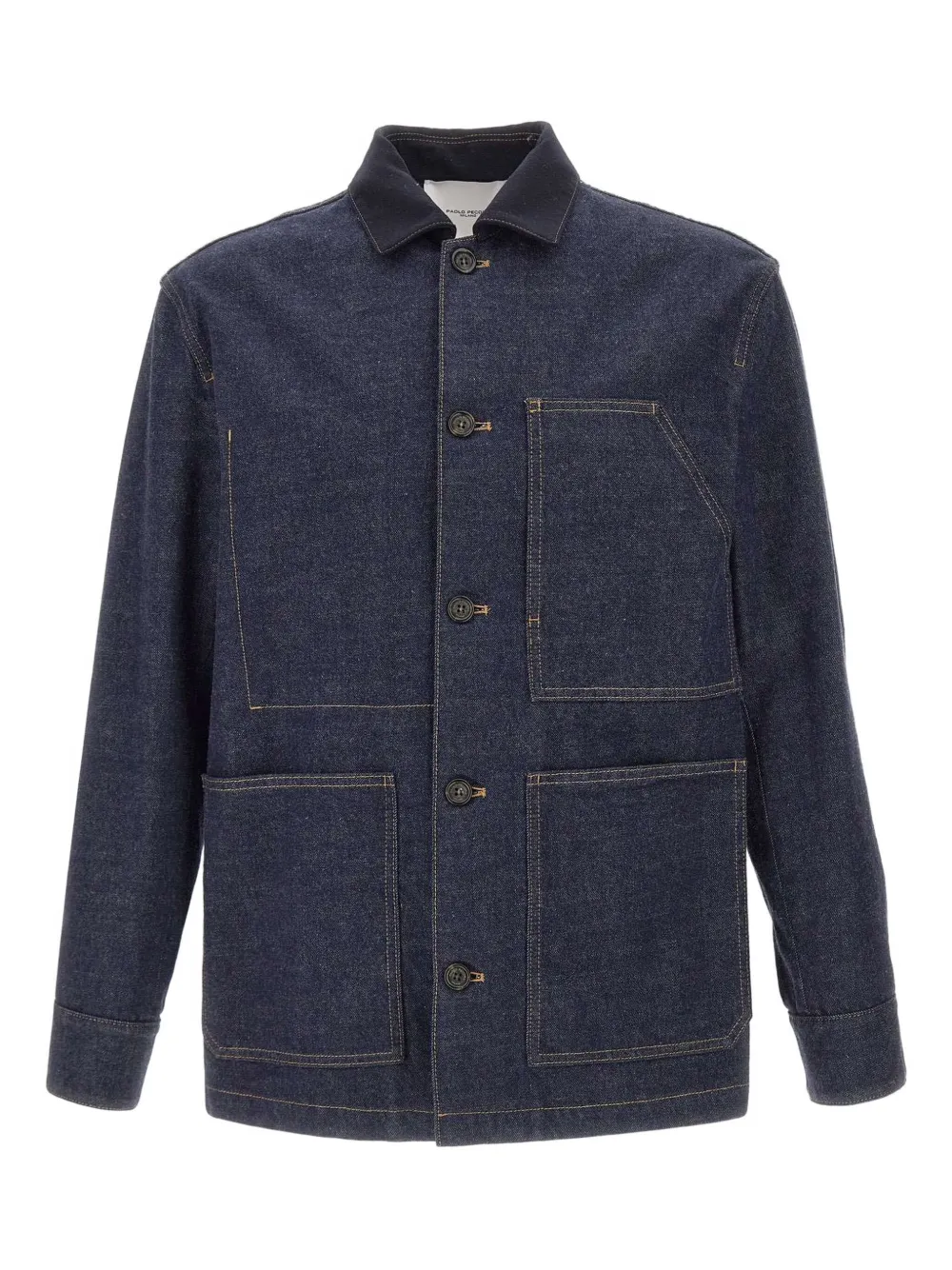 Paolo Pecora contrast-collar denim jacket - ブルー Paolo Pecora contrast-collar denim jacket - ブルー