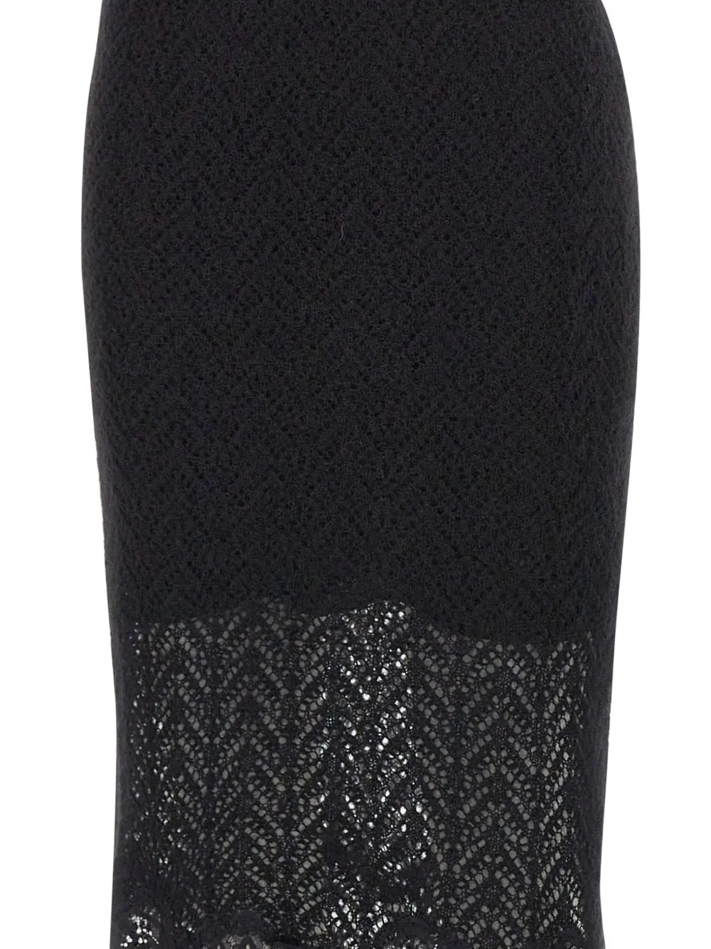 Blumarine textured lace-detailed midi skirt Zwart