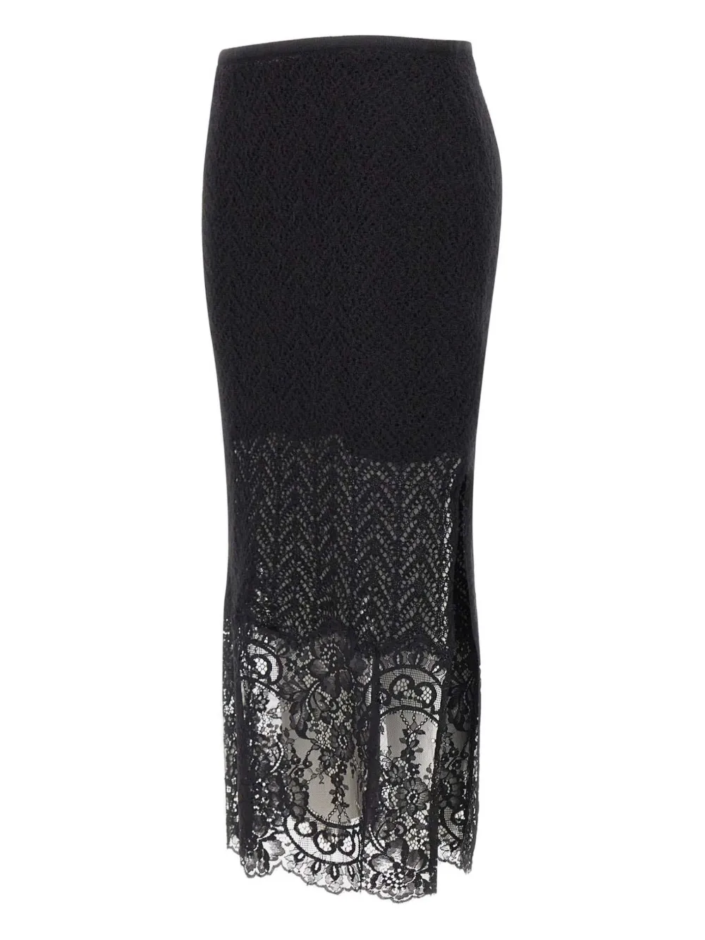 Blumarine textured lace-detailed midi skirt Zwart
