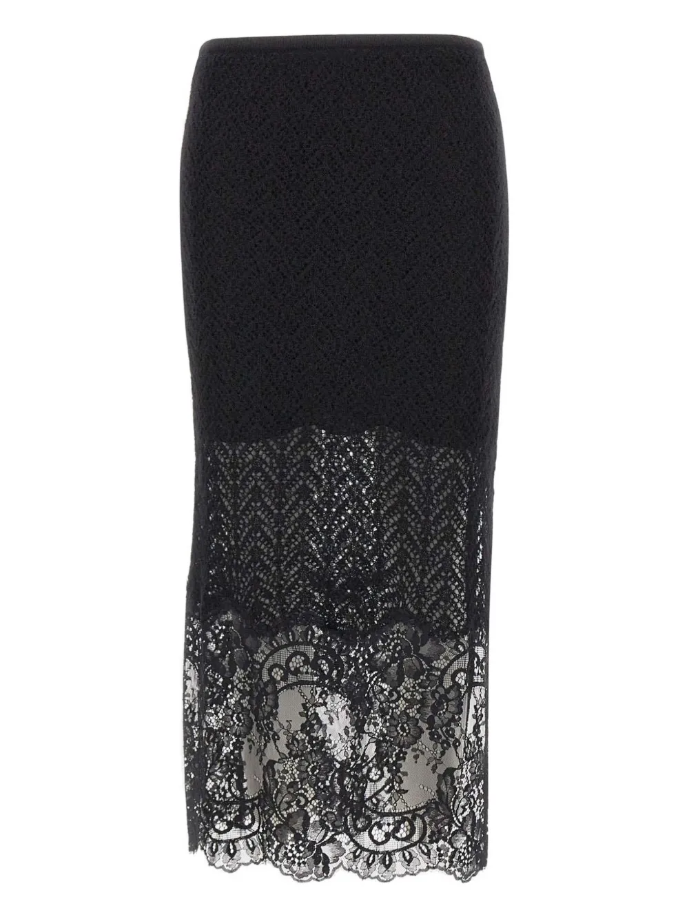 Blumarine textured lace-detailed midi skirt Zwart