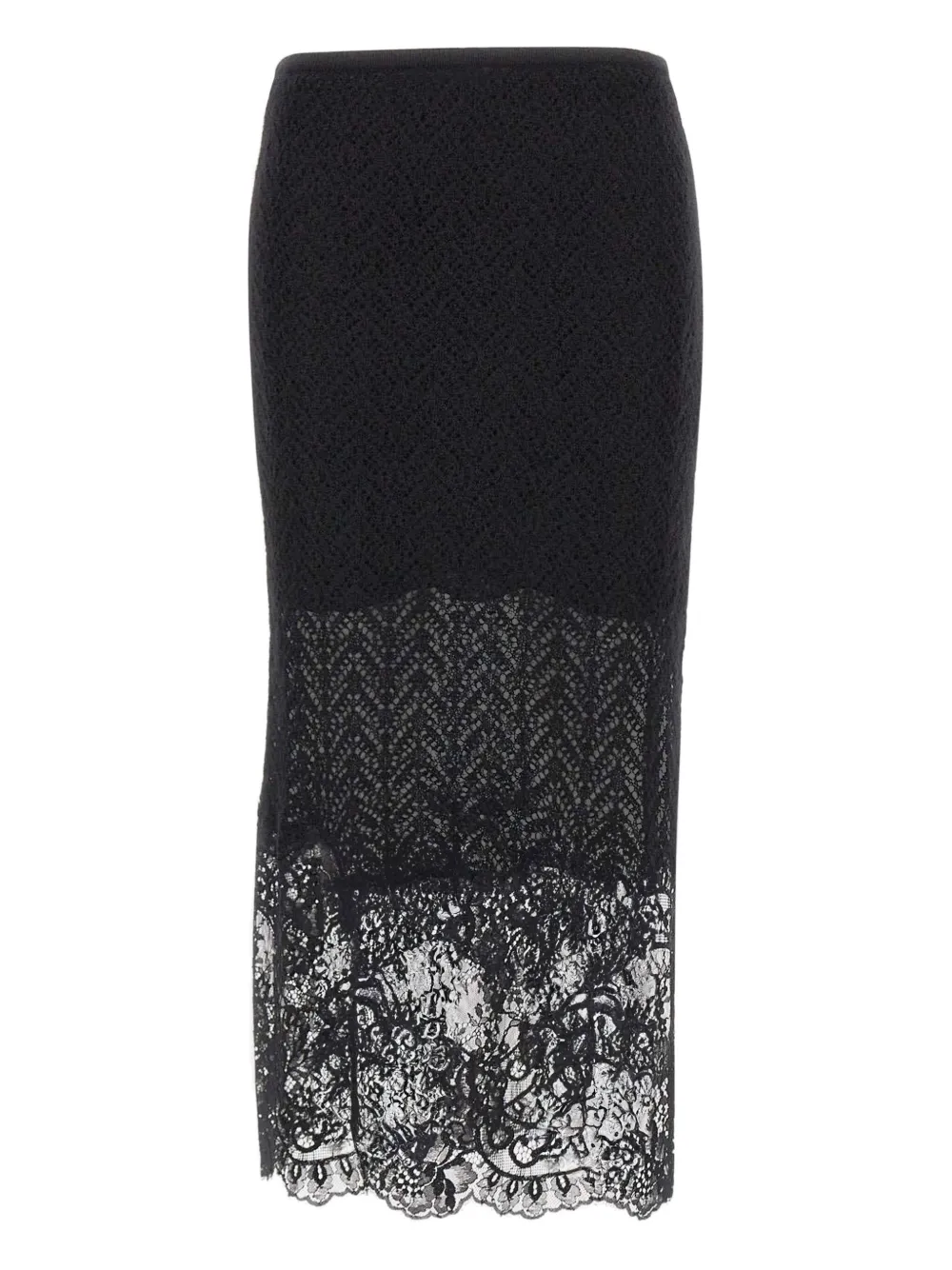 Blumarine textured lace-detailed midi skirt | Black | Image 1